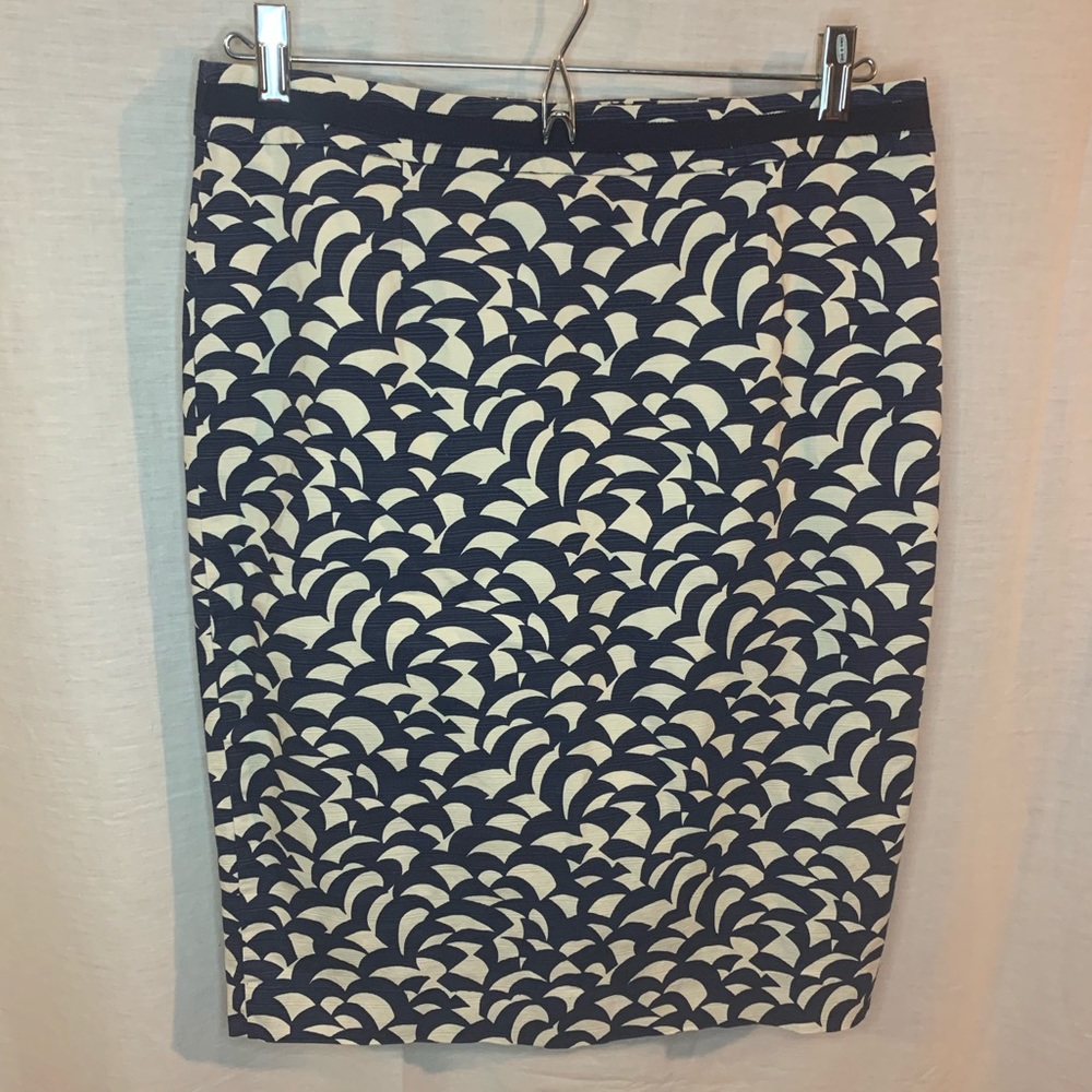 Boden blue and white pencil skirt